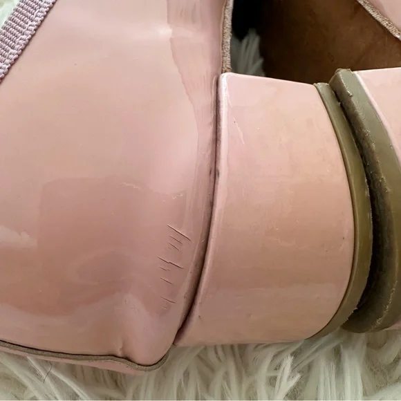 Repetto Camille Ballet Patent Leather Slip On Heel Flats Pink Size 38.5